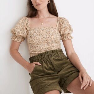 Madewell Hopewell Puff-Sleeve Crop Top in Cottage Garden